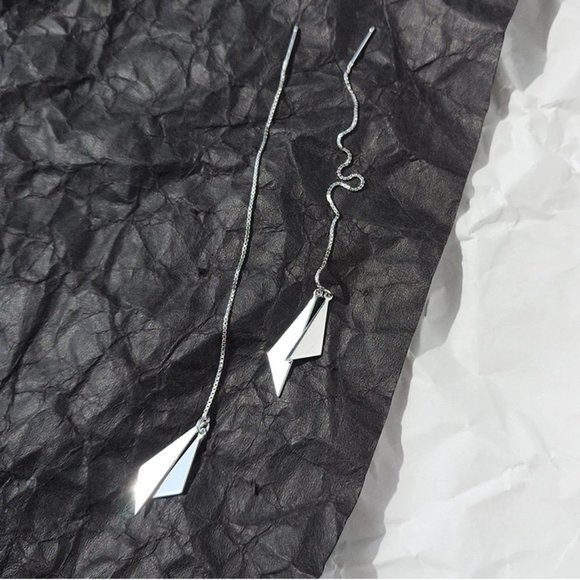 *NEW 925 Sterling Silver Triangle Chain Earrings - Picture 2 of 7